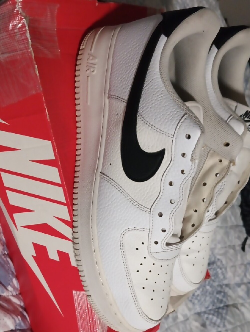 Nike White Sneakers with Black Swoosh -MEN Low Top